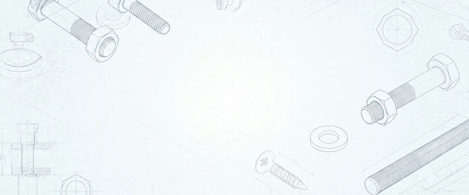 Fastener line art featuring bolts, nuts, threaded rods and other fastening components