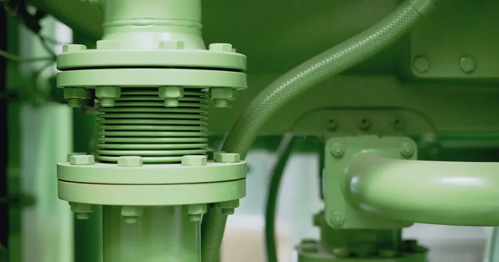 Heavy duty flange bolts securing industrial pipeline connection