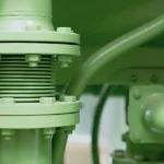 Heavy duty flange bolts securing industrial pipeline connection