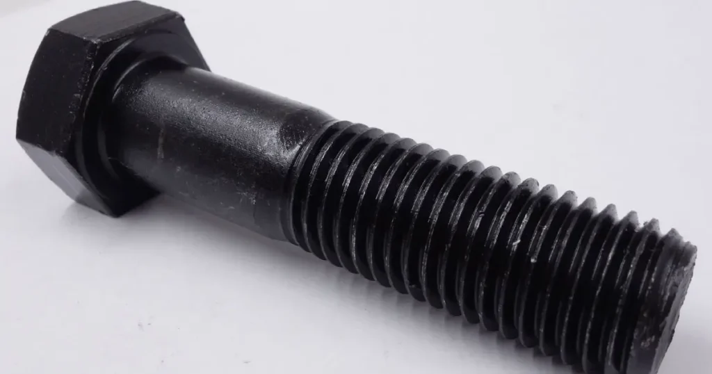 Black oxide hex head bolt for heavy duty machinery fastening